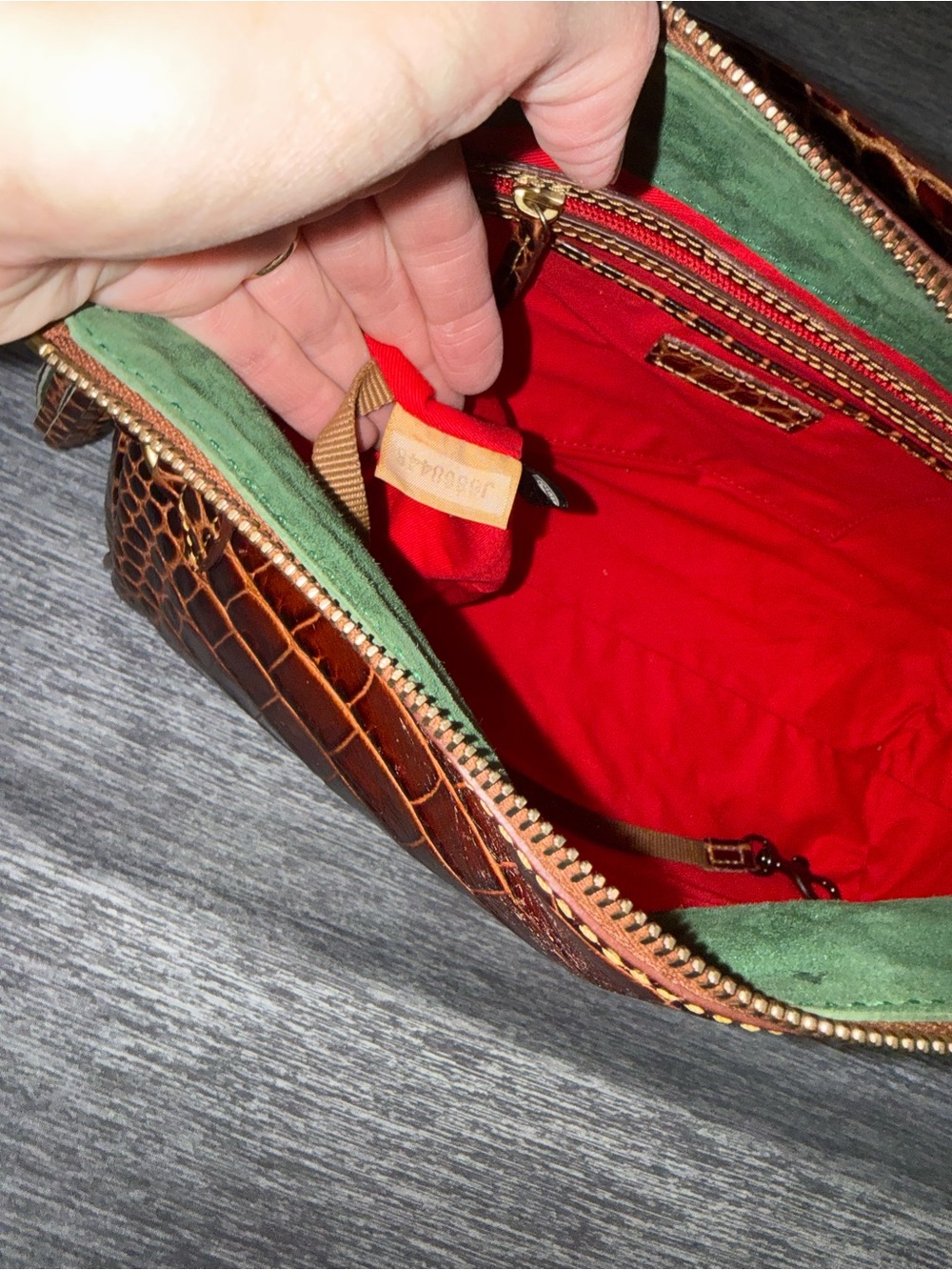 Dooney & Bourke Chestnut Croc-Embossed Leather Shoulder Bag - Picture 15 of 15